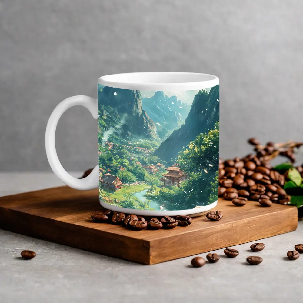 Anime Valley Village Children and Cows – Mugs