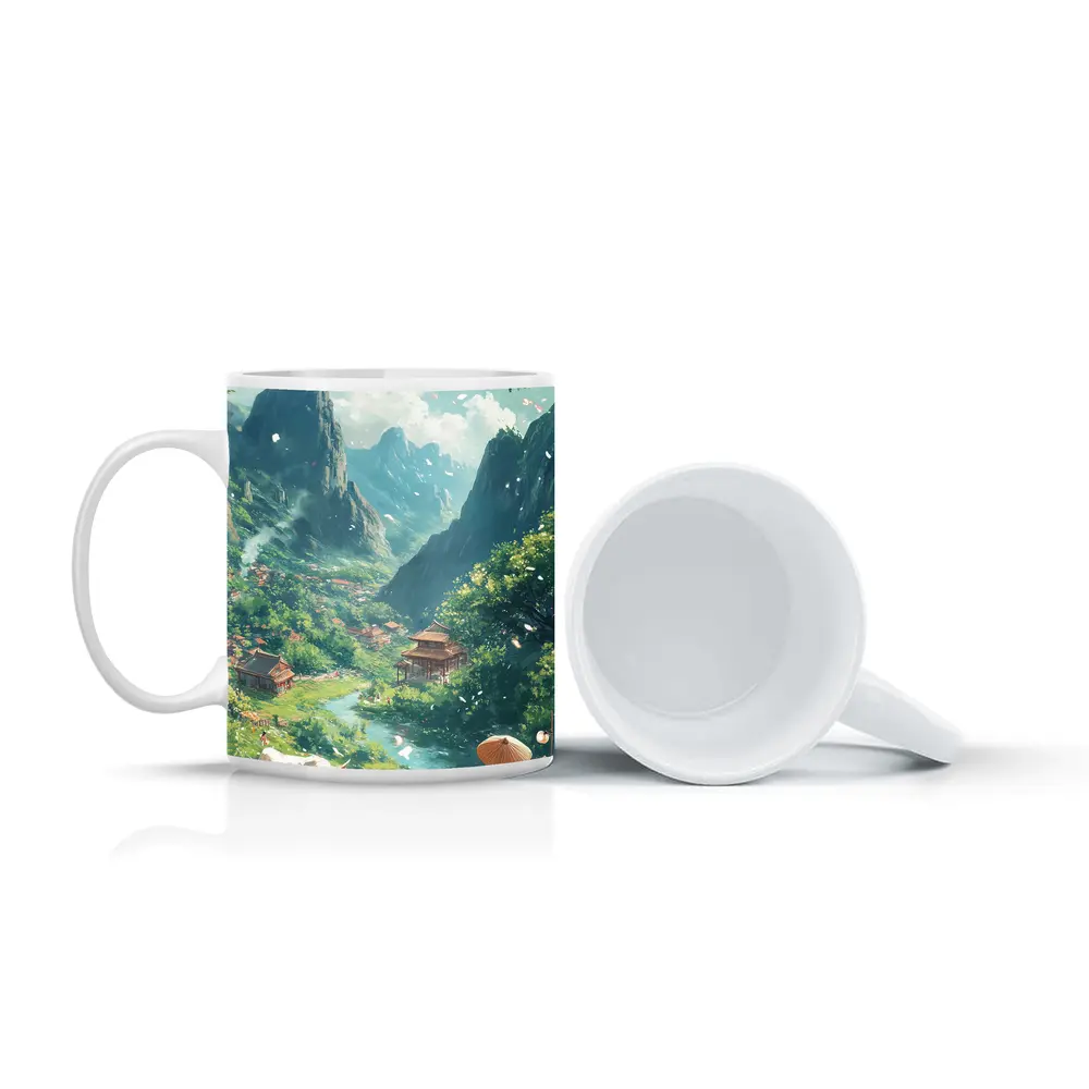 Anime Valley Village Children and Cows – Mugs