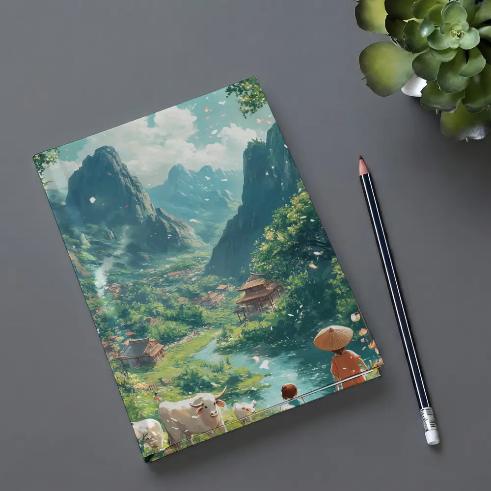 Anime Valley Village Children and Cows – Notebooks