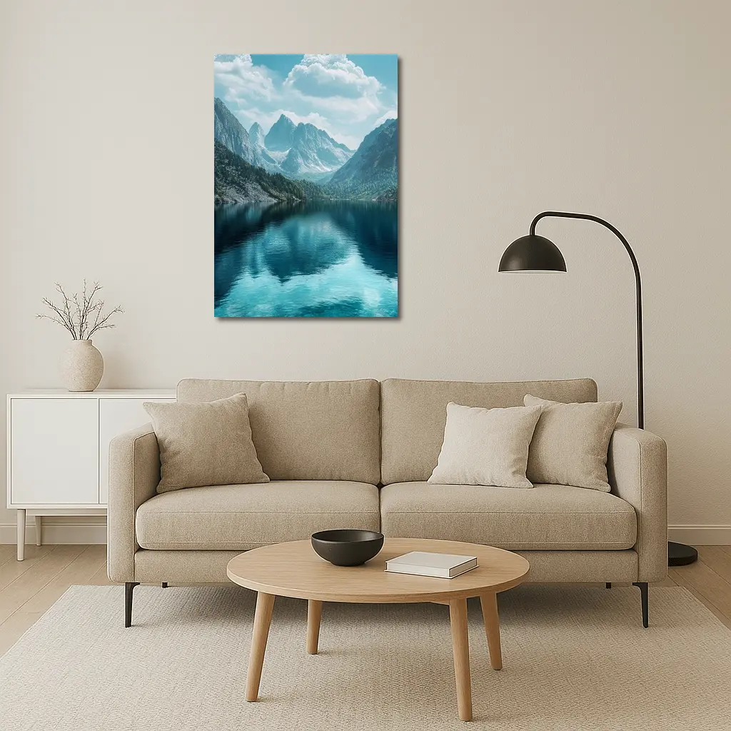 Crystal Mountain Lake Reflection Blue Sky – Wall Art