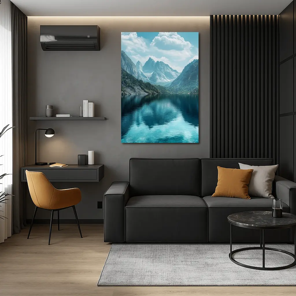 Crystal Mountain Lake Reflection Blue Sky – Wall Art