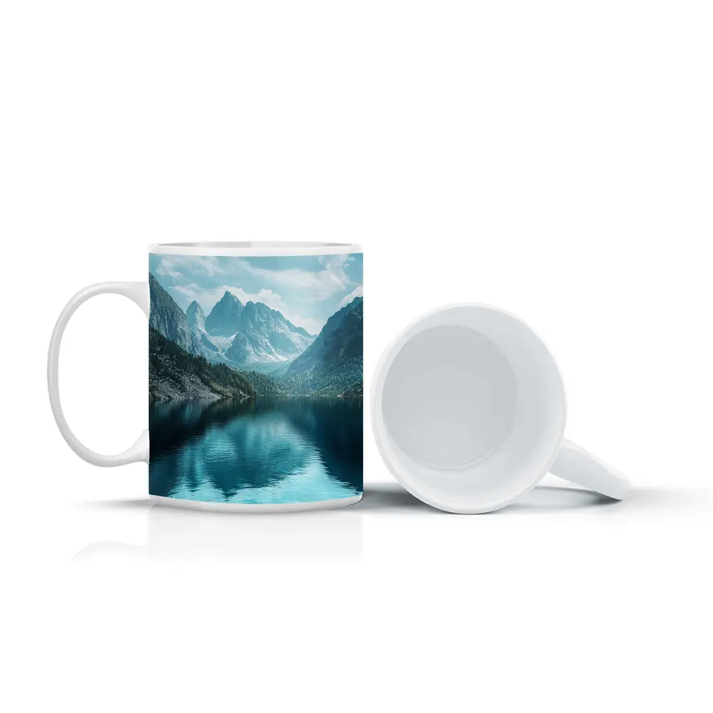 Crystal Mountain Lake Reflection Blue Sky – Mugs