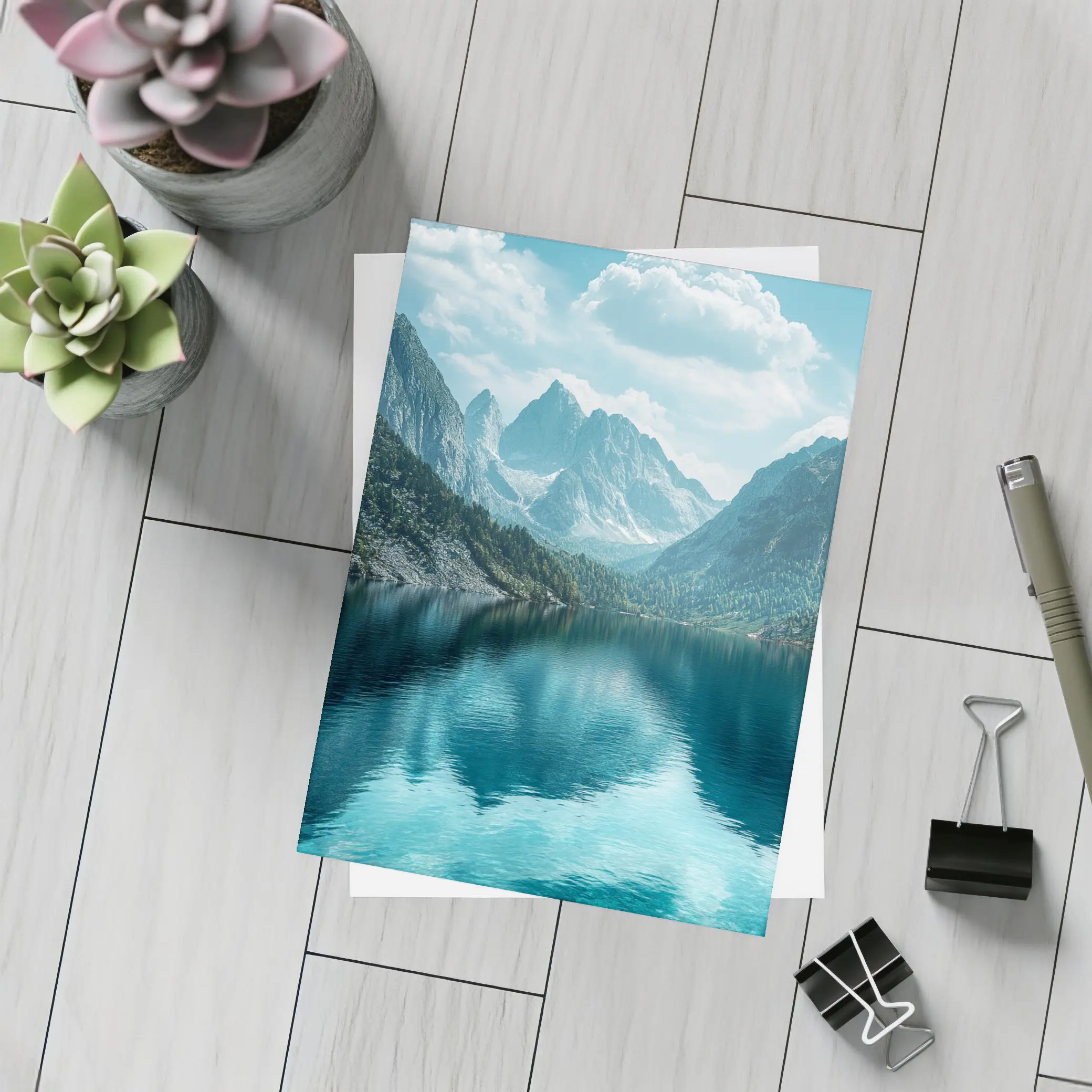 Crystal Mountain Lake Reflection Blue Sky – Postcards