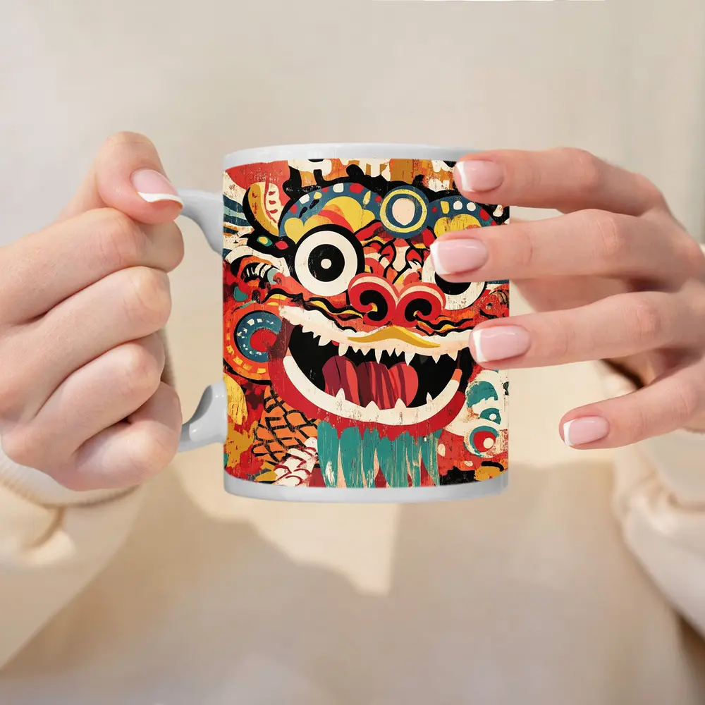 Chinese Dragon Dance Head Pop Art – Mugs