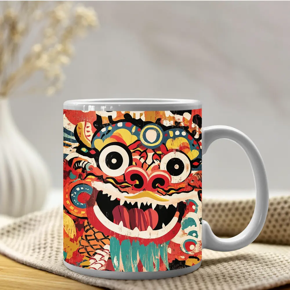 Chinese Dragon Dance Head Pop Art – Mugs