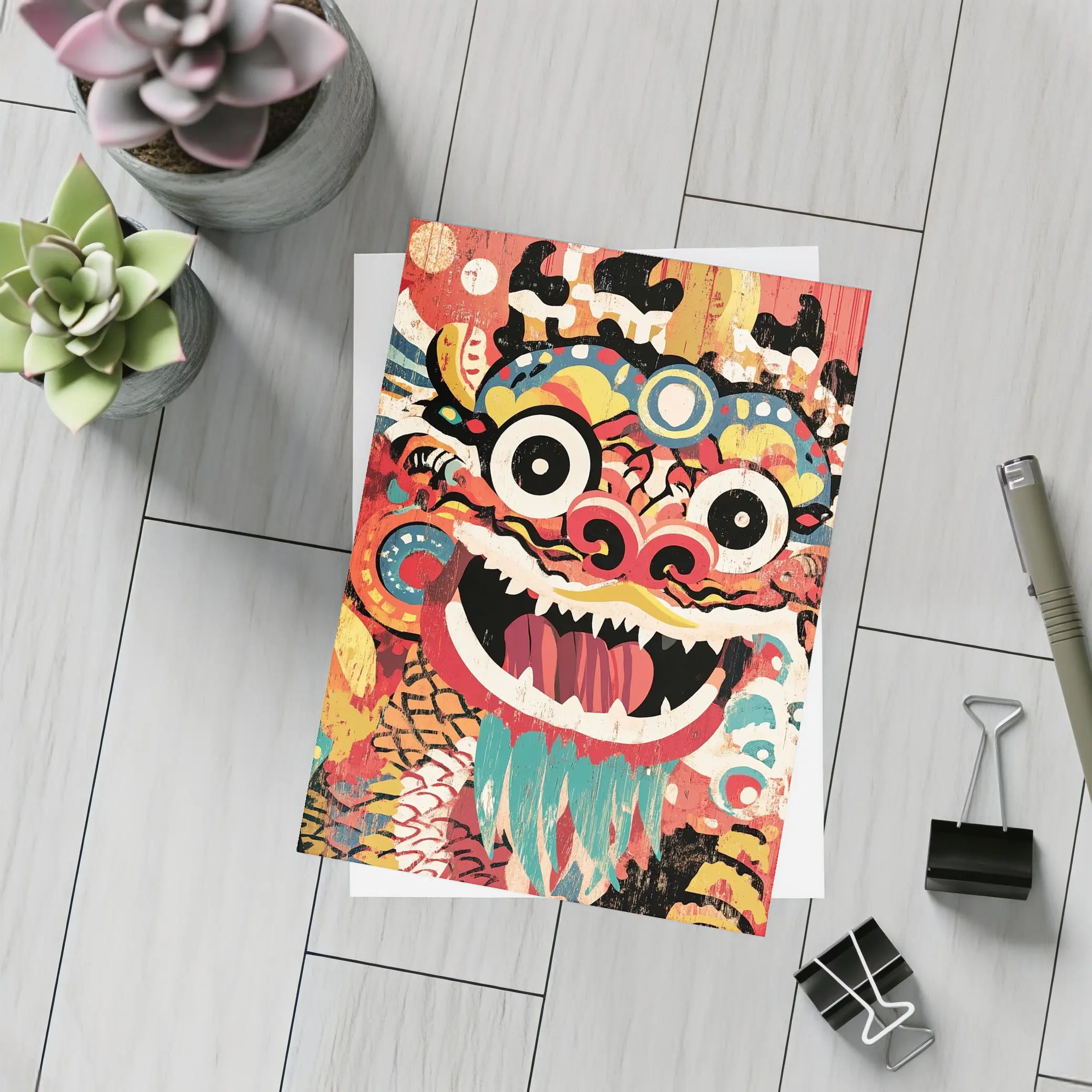 Chinese Dragon Dance Head Pop Art – Postcards