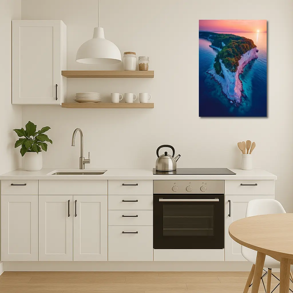 Chalk Cliffs Island Aerial Sunset Ocean View – Wall Art
