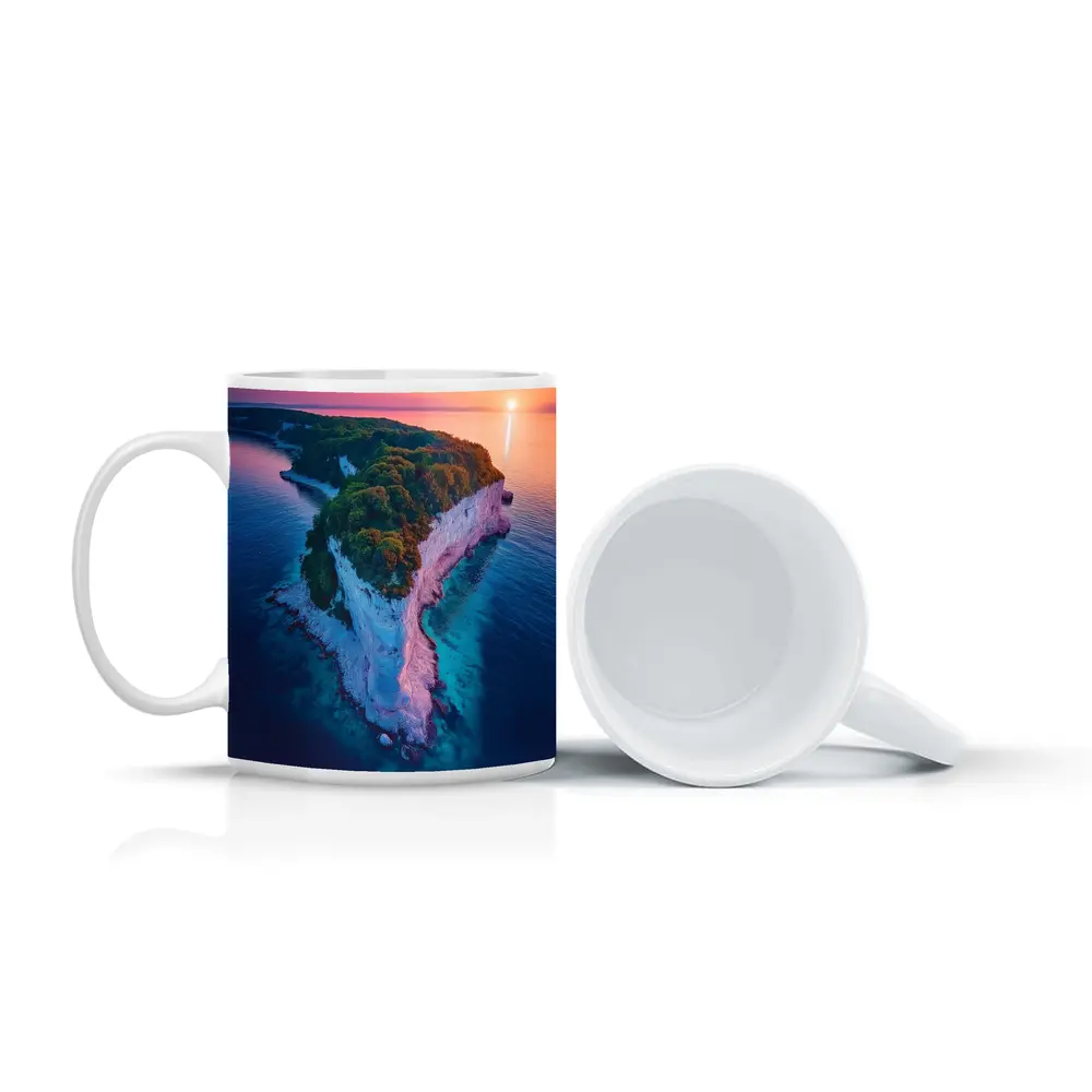 Chalk Cliffs Island Aerial Sunset Ocean View – Mugs