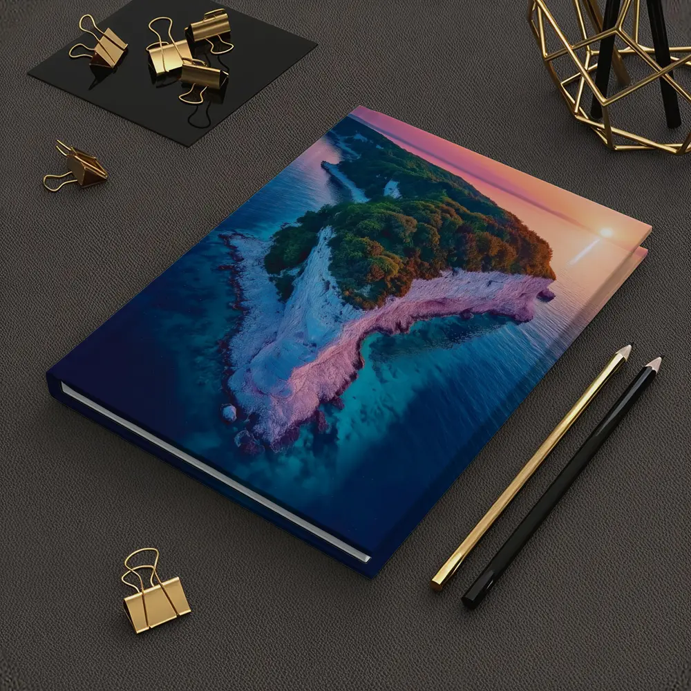 Chalk Cliffs Island Aerial Sunset Ocean View – Notebooks
