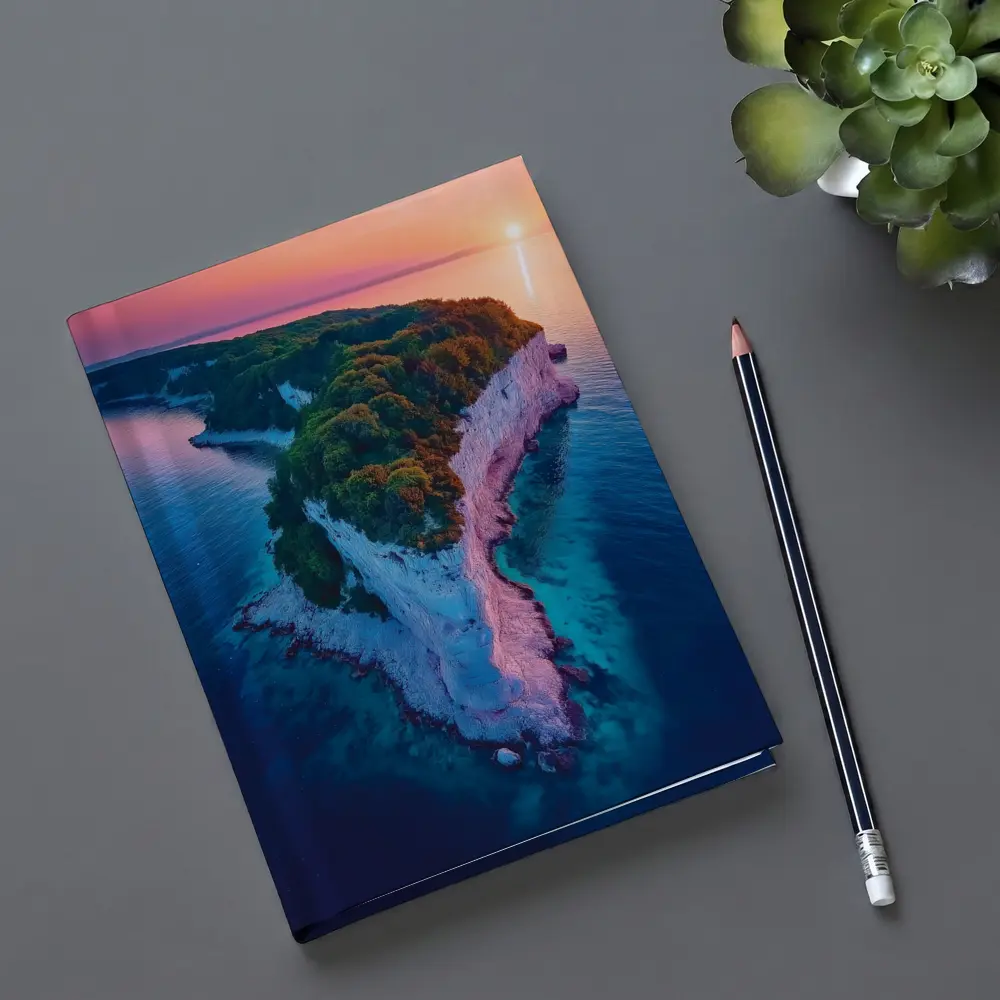 Chalk Cliffs Island Aerial Sunset Ocean View – Notebooks