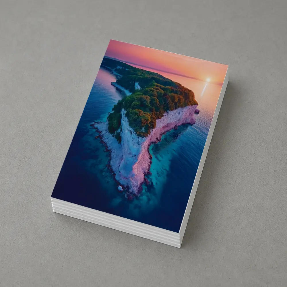 Chalk Cliffs Island Aerial Sunset Ocean View – Postcards