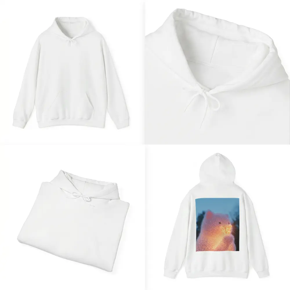 Glowing Crystal Cat Holding Butterfly Twilight – Hoodies
