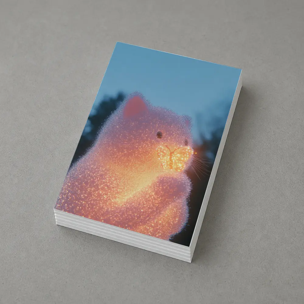 Glowing Crystal Cat Holding Butterfly Twilight – Postcards