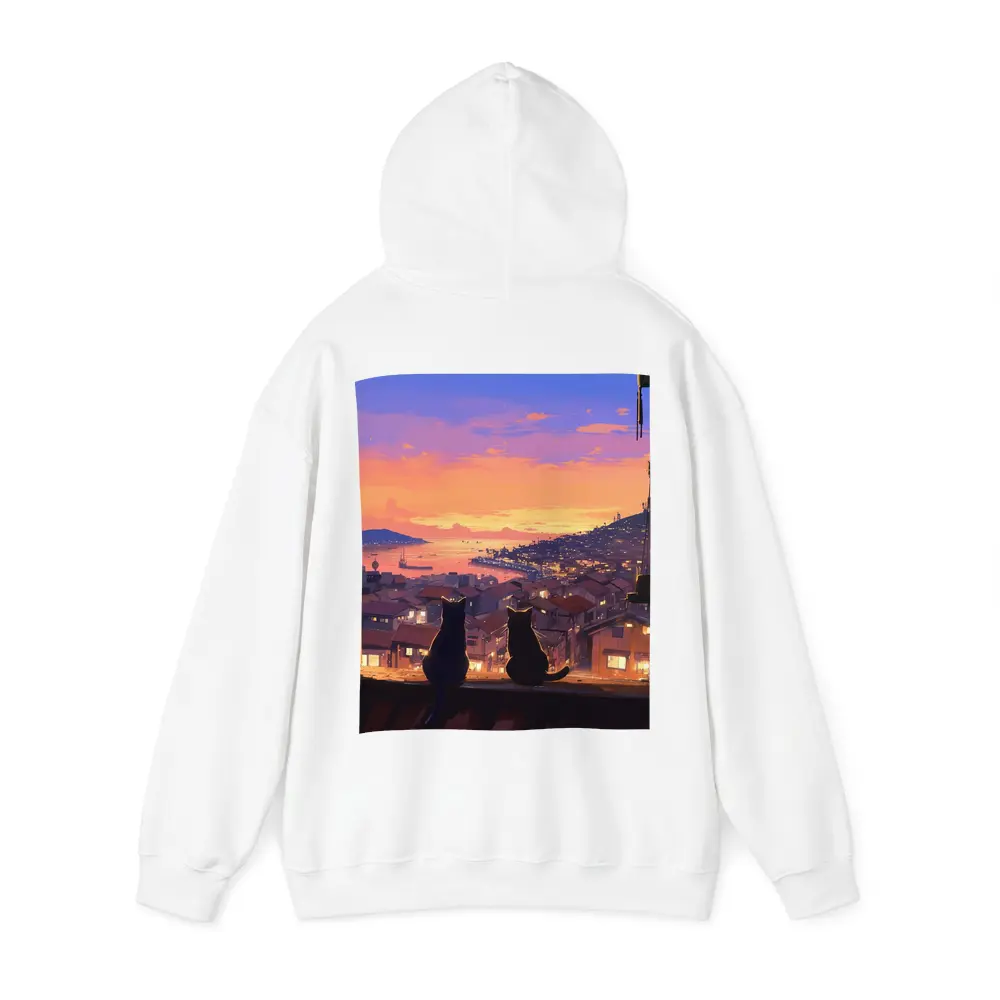 Two Cats Watching Anime City Sunset – Hoodies