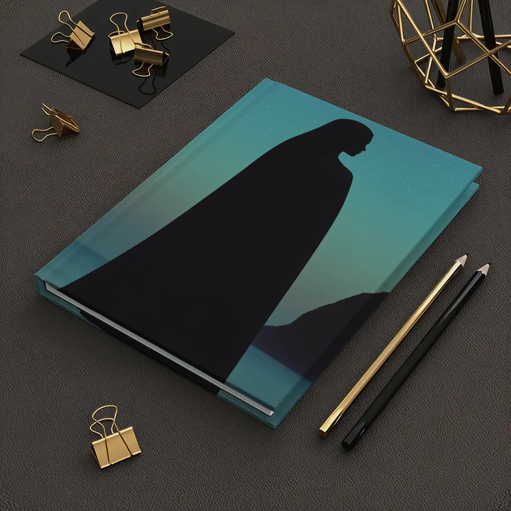 Cloaked Woman Silhouette Starry Night Sky – Notebooks