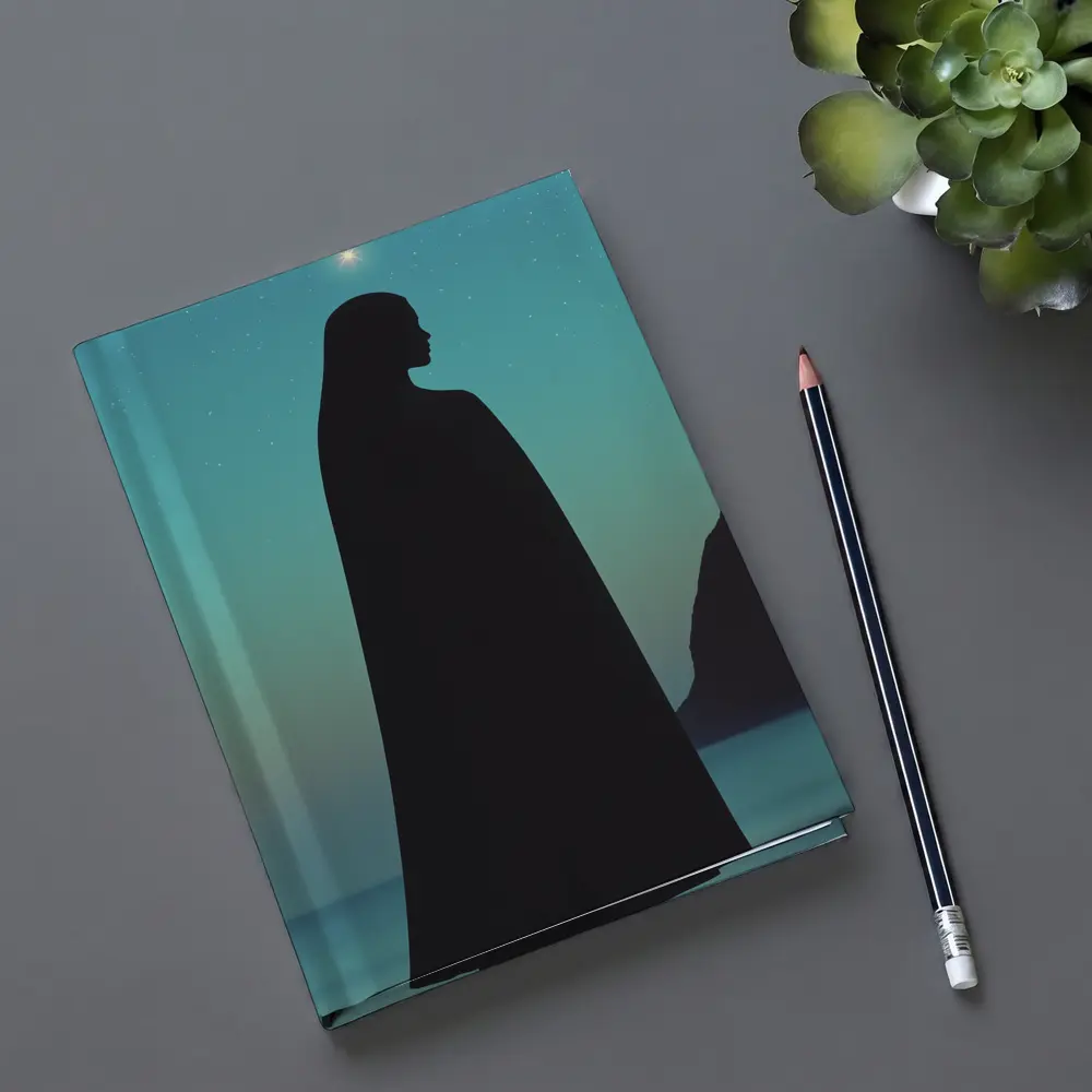 Cloaked Woman Silhouette Starry Night Sky – Notebooks
