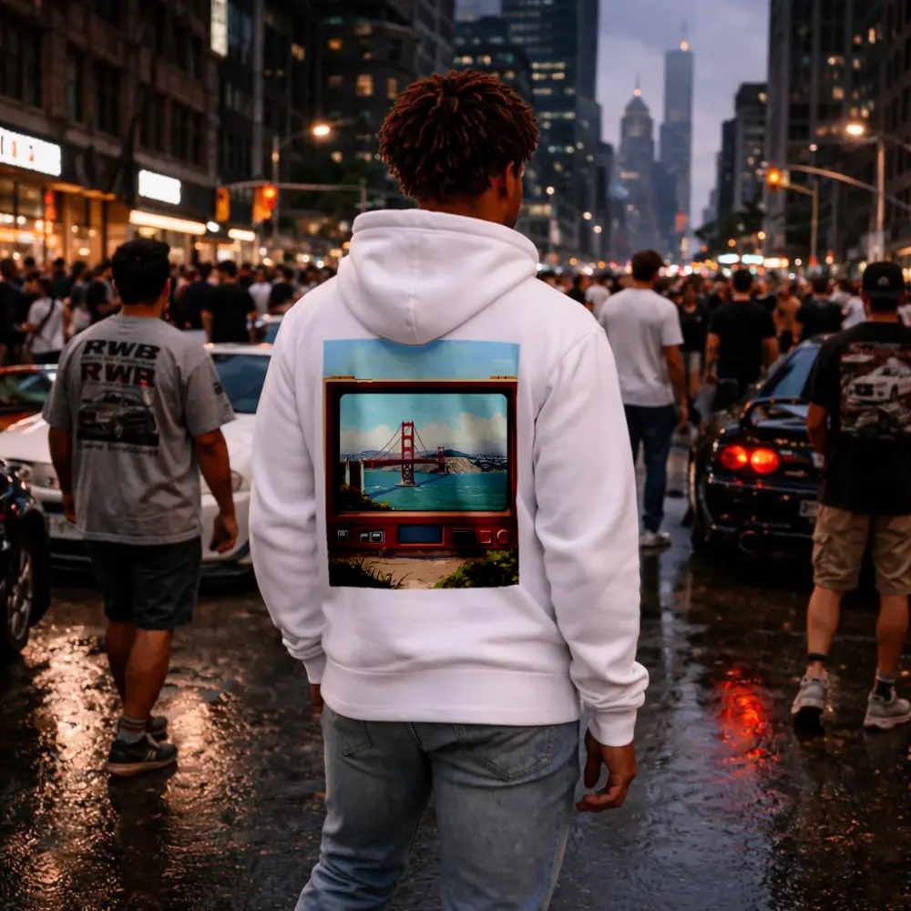 Golden Gate Bridge Pixel Art Retro TV – Hoodies