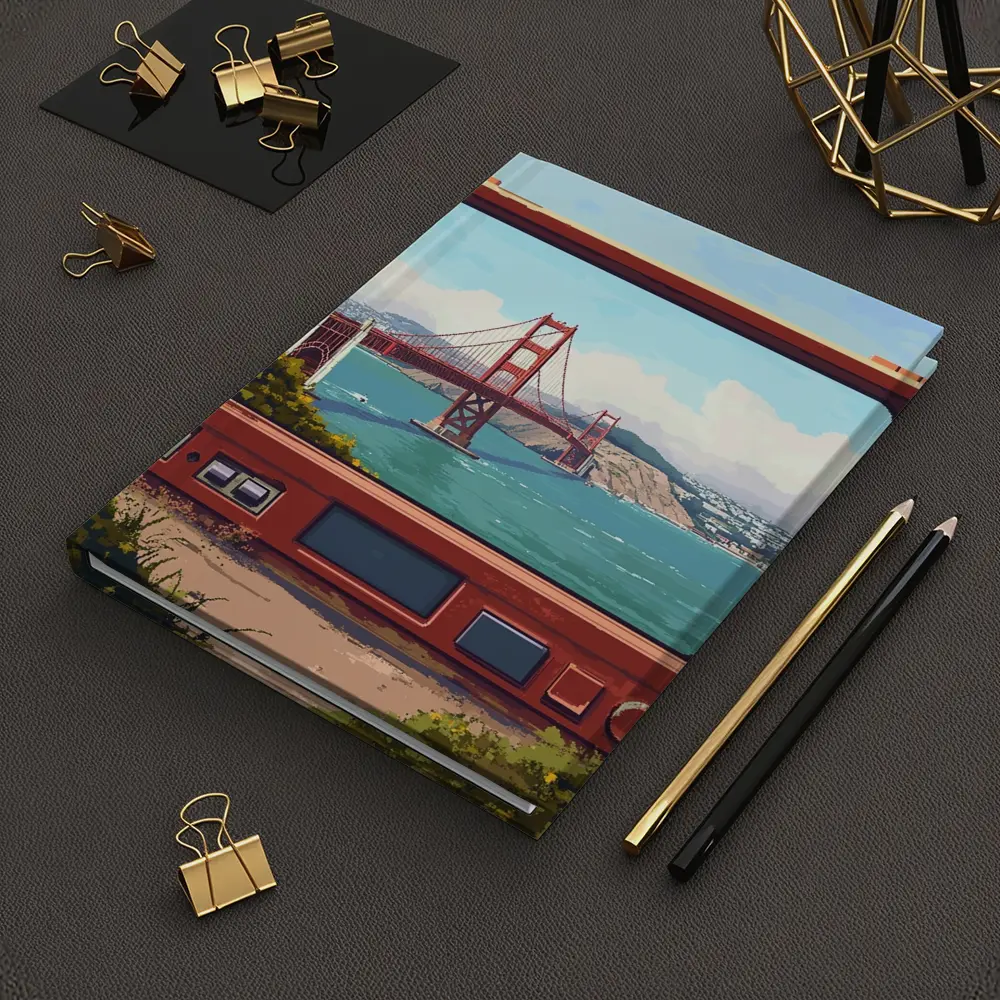 Golden Gate Bridge Pixel Art Retro TV – Notebooks