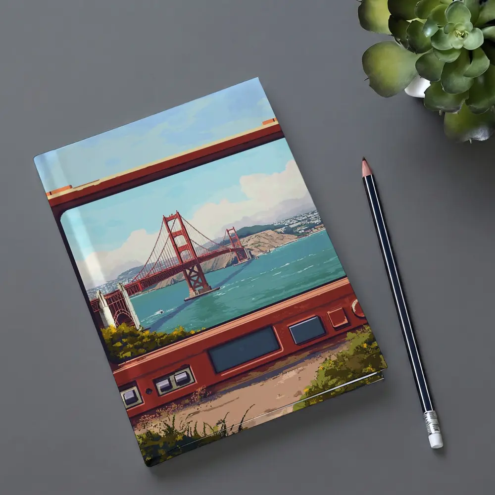 Golden Gate Bridge Pixel Art Retro TV – Notebooks