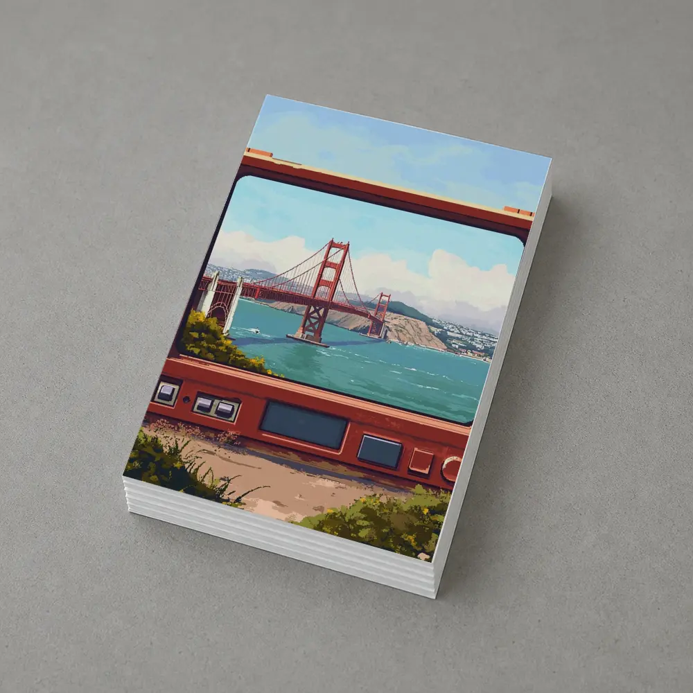 Golden Gate Bridge Pixel Art Retro TV – Postcards