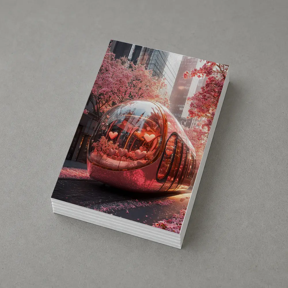 Futuristic Pink Bus City Cherry Blossoms – Postcards