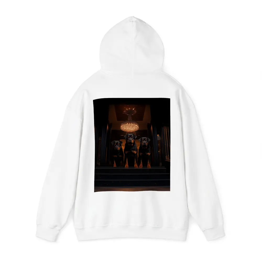 Three Rottweilers In Dark Luxury Interior – Hoodies