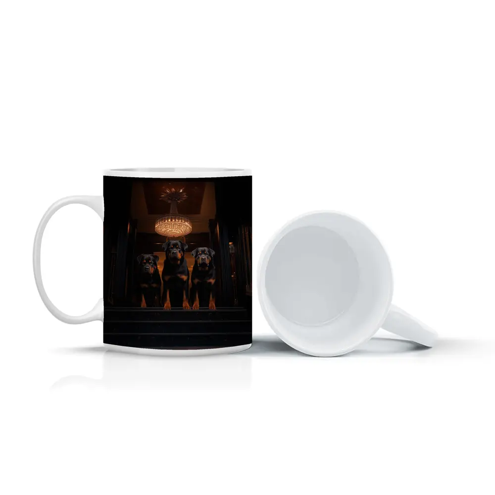 Three Rottweilers In Dark Luxury Interior – Mugs