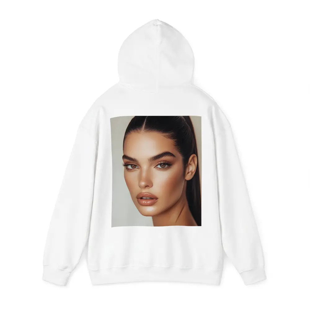 Beautiful Woman Portrait Neutral Beige Background – Hoodies
