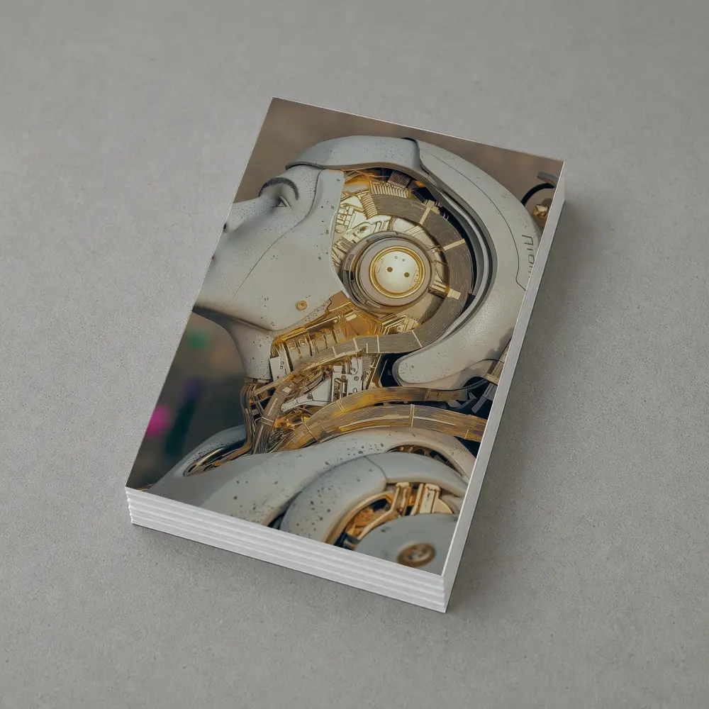 Gold Mechanical Robot Woman Profile Art – Postcards