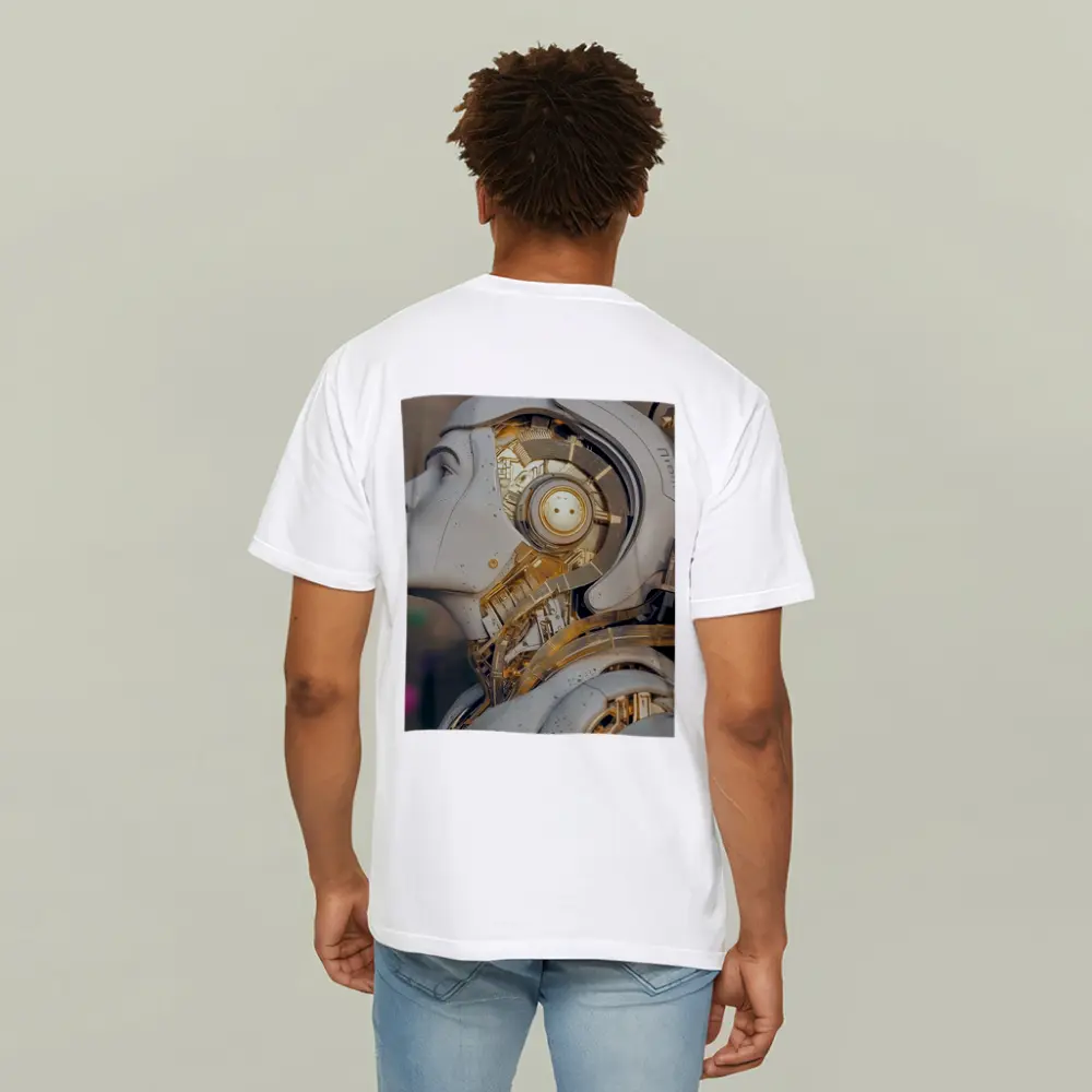 Gold Mechanical Robot Woman Profile Art – T-Shirts