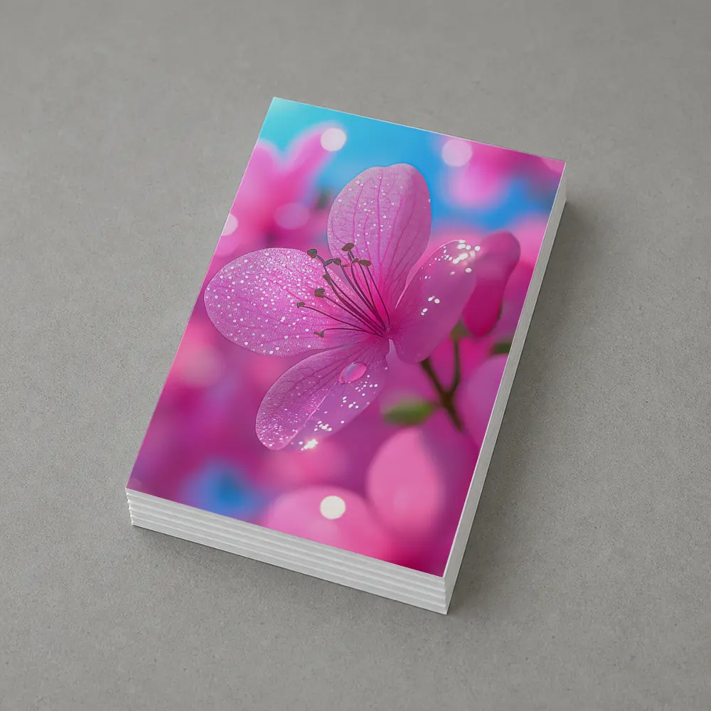 Pink Flower Blossoms Blue Sky Background – Postcards