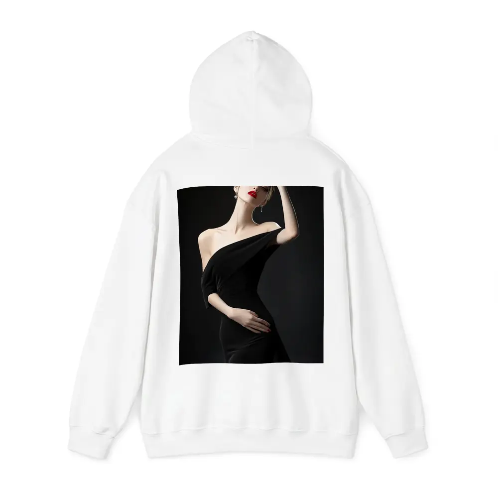 Elegant Woman Black Dress Dark Background – Hoodies