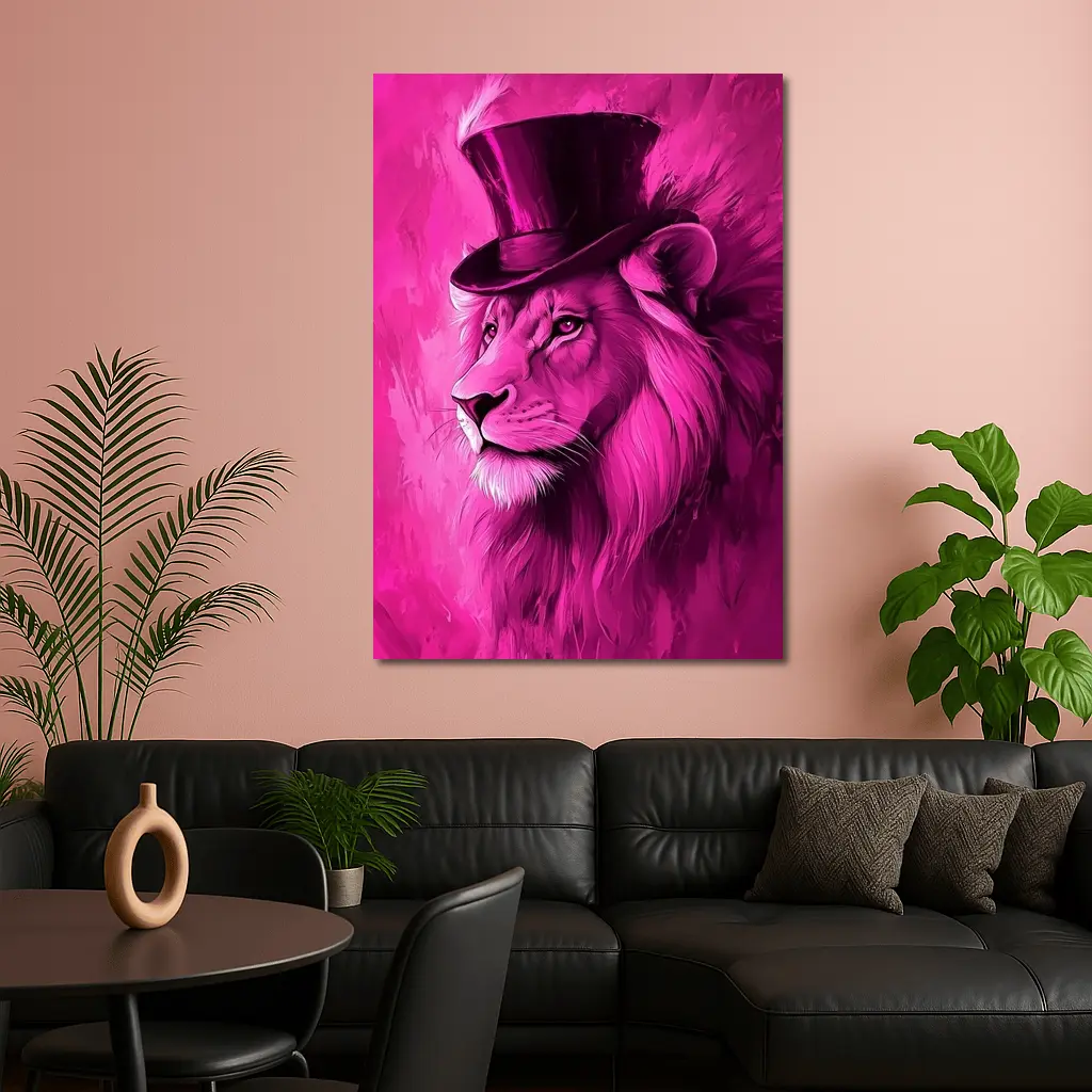 Pink Lion Top Hat Magenta Art – Wall Art
