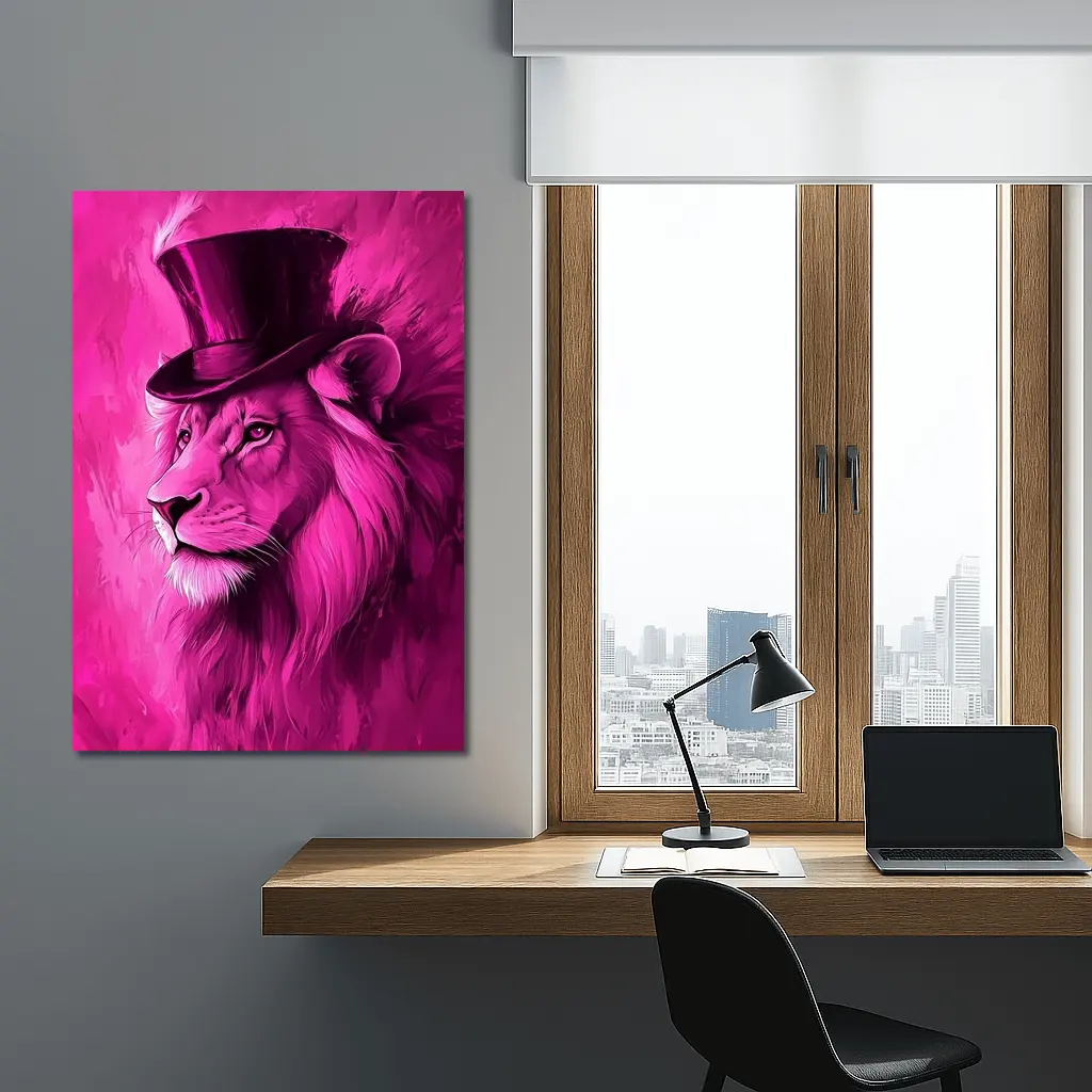 Pink Lion Top Hat Magenta Art – Wall Art