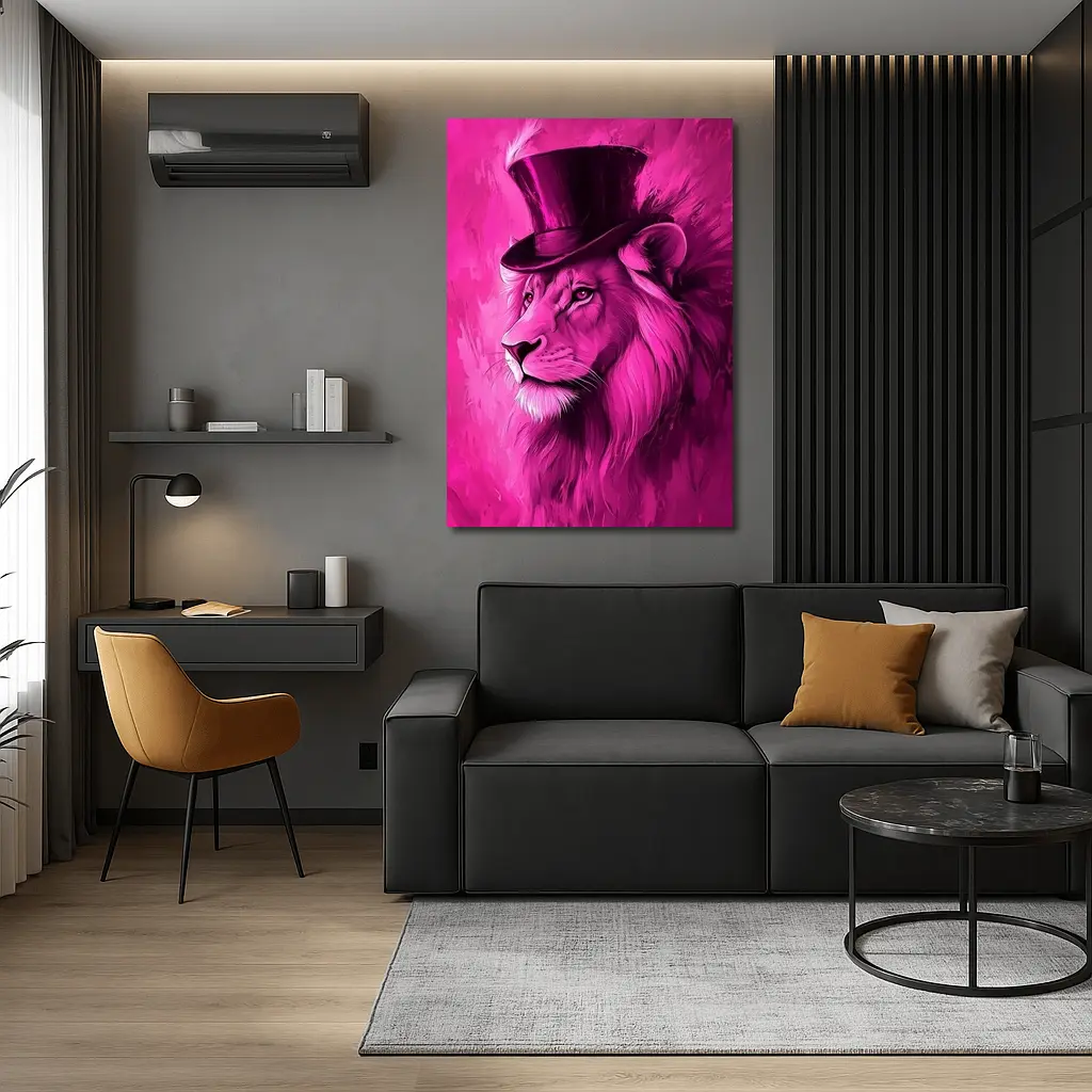 Pink Lion Top Hat Magenta Art – Wall Art