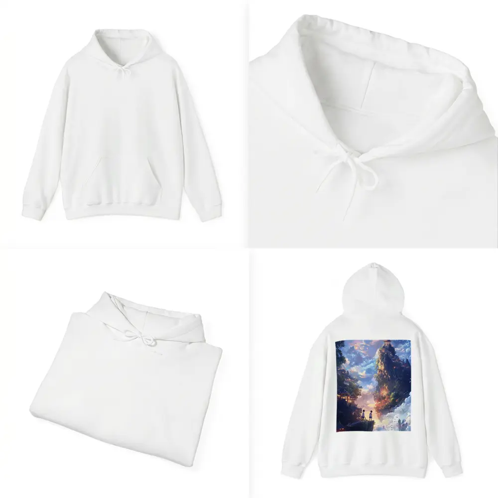 Anime Children Floating Mountain Sky Fantasy – Hoodies
