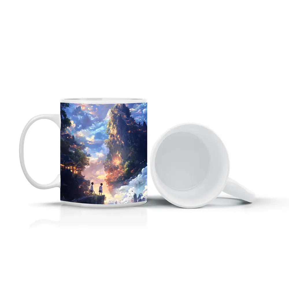 Anime Children Floating Mountain Sky Fantasy – Mugs