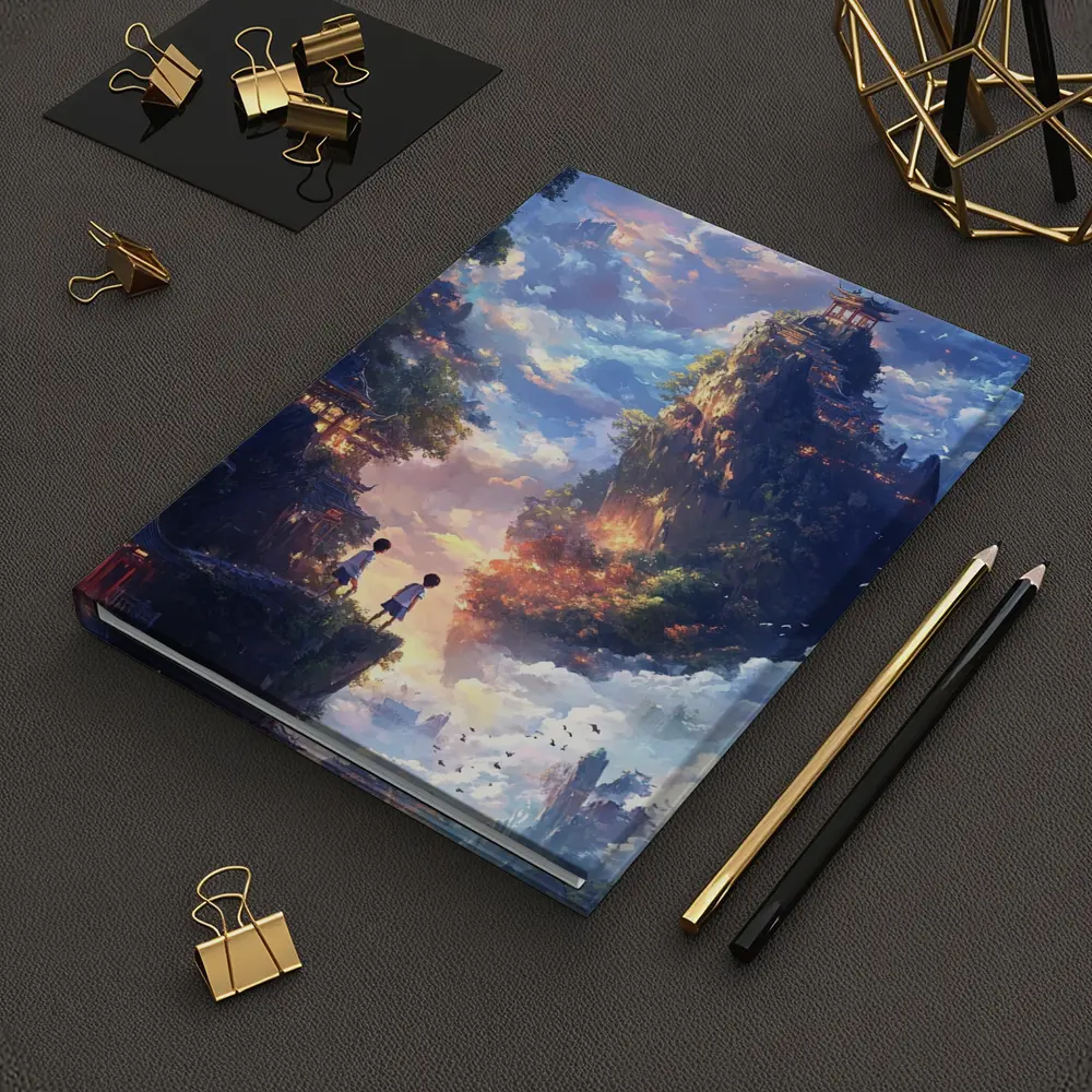 Anime Children Floating Mountain Sky Fantasy – Notebooks