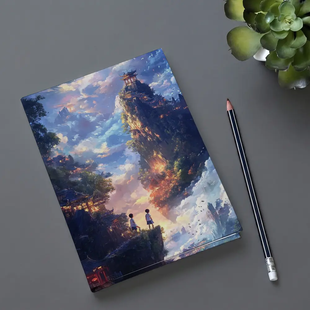 Anime Children Floating Mountain Sky Fantasy – Notebooks