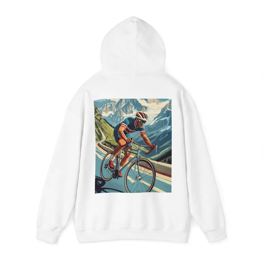 Road Cyclist Racing Through Alpine Mountain Pass – Hoodies