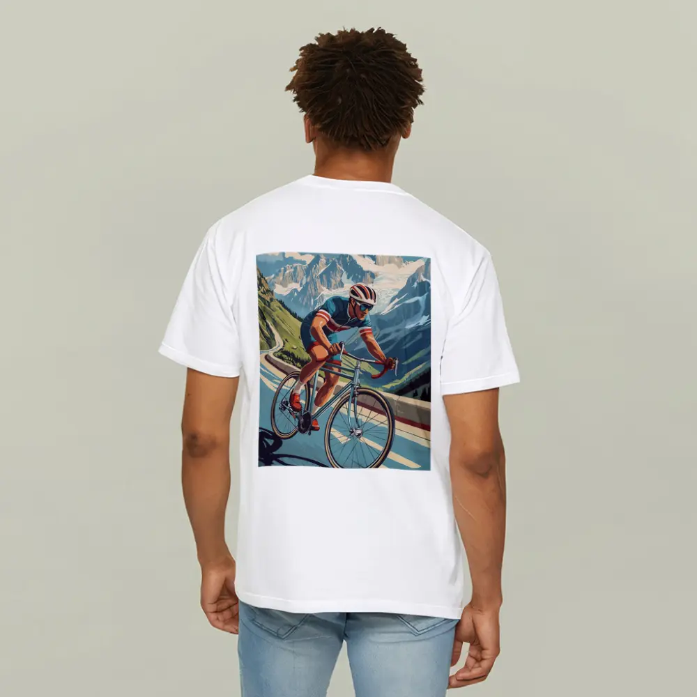 Road Cyclist Racing Through Alpine Mountain Pass – T-Shirts