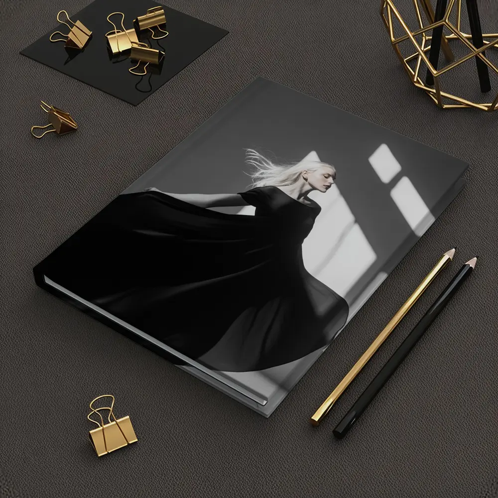 Woman Black Dress Dancing Gray Studio – Notebooks