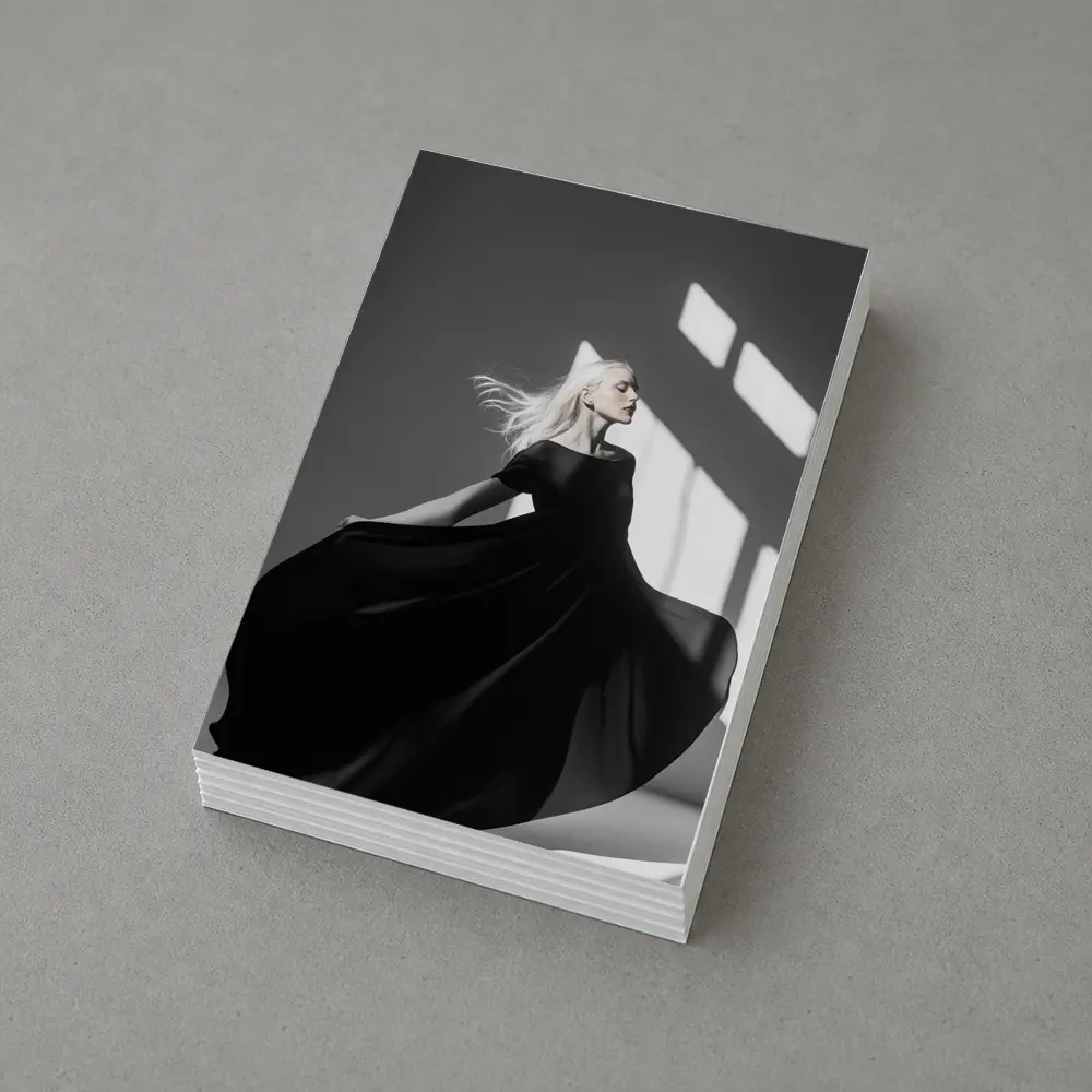 Woman Black Dress Dancing Gray Studio – Postcards