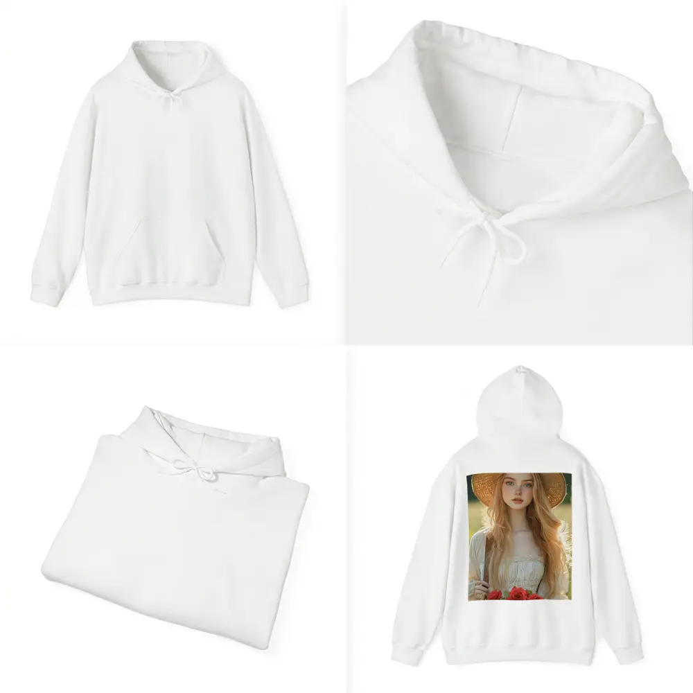 Young Woman Roses Basket Sunny Field – Hoodies