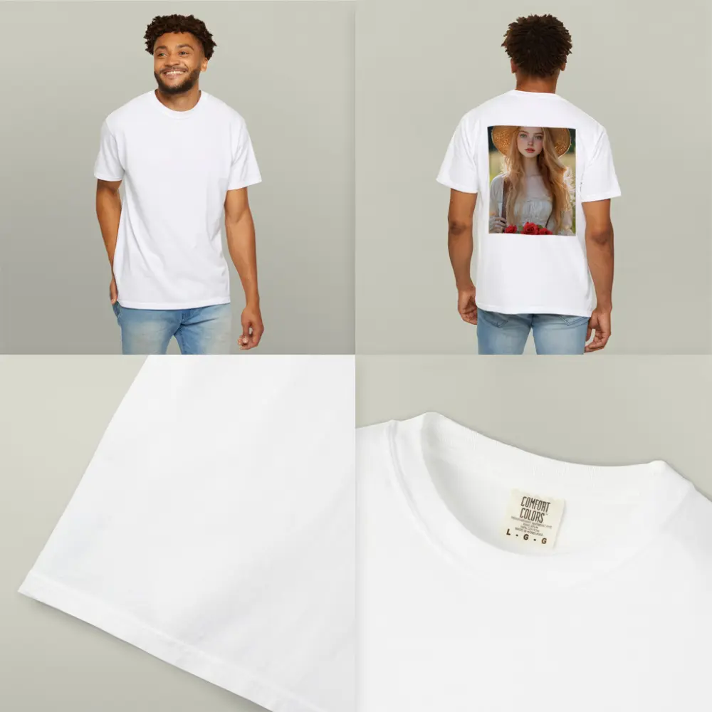 Young Woman Roses Basket Sunny Field – T-Shirts