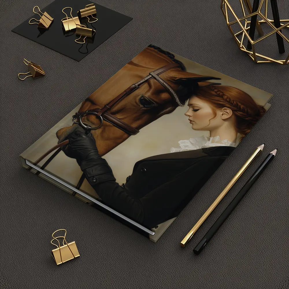 Equestrian Woman With Chestnut Horse Portrait – Notebooks