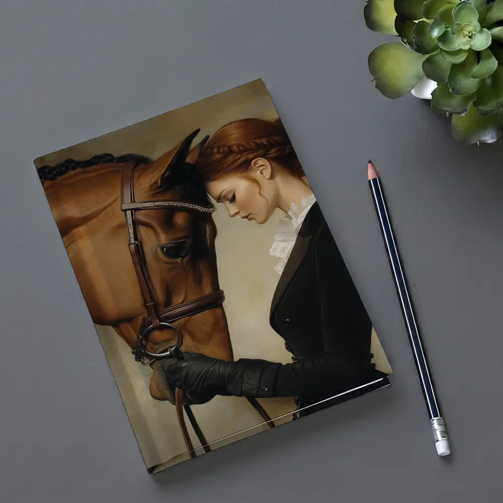Equestrian Woman With Chestnut Horse Portrait – Notebooks