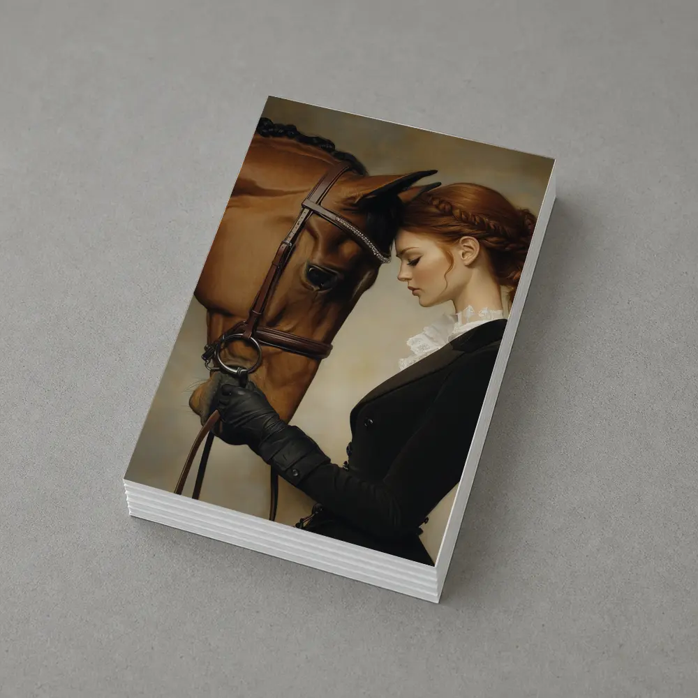 Equestrian Woman With Chestnut Horse Portrait – Postcards