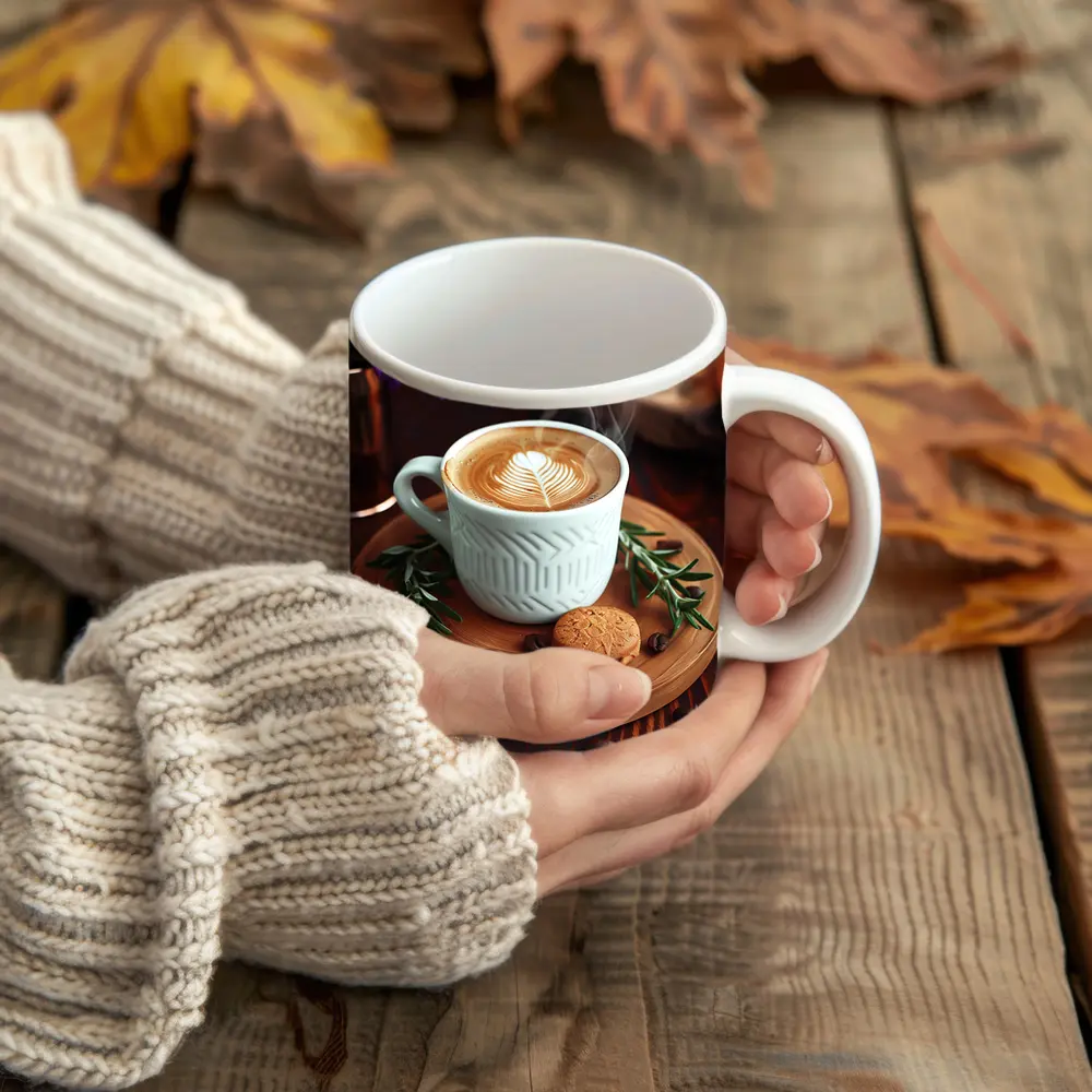 Latte Art Coffee Cup Wooden Tray Setup – Mugs