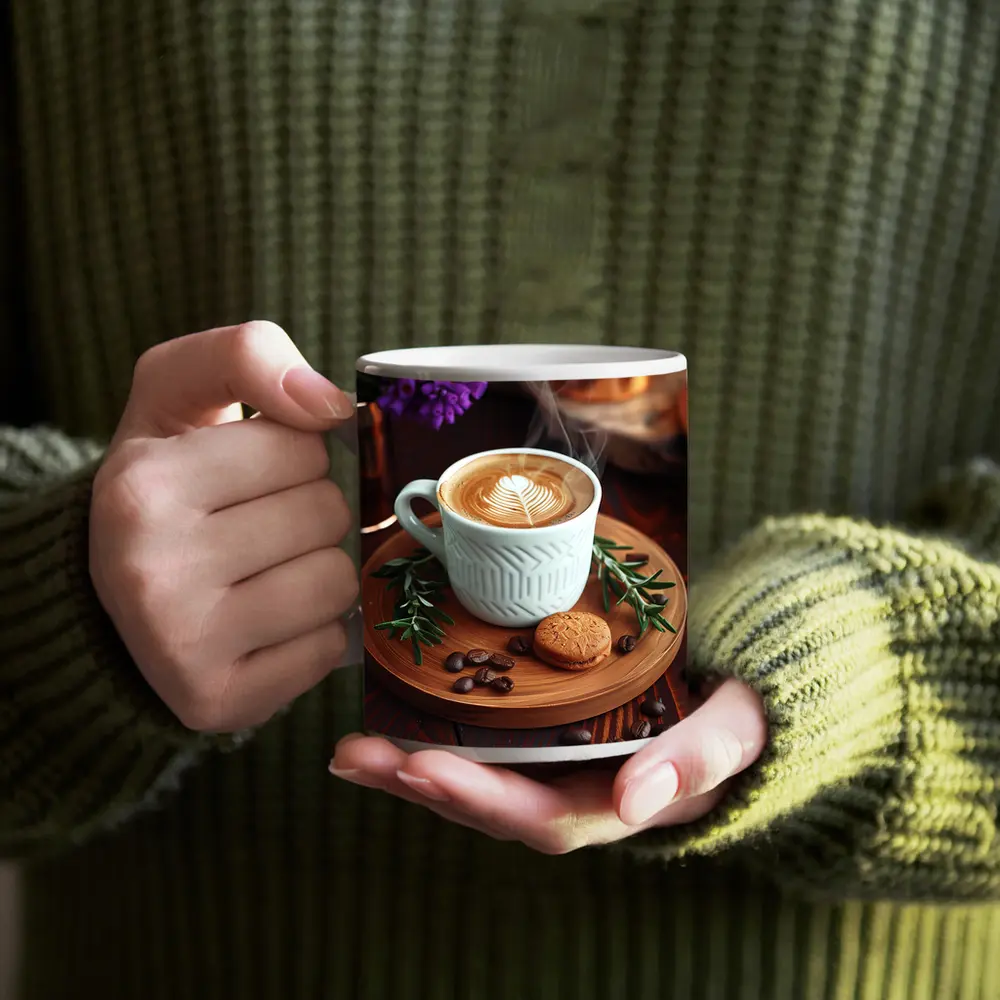 Latte Art Coffee Cup Wooden Tray Setup – Mugs